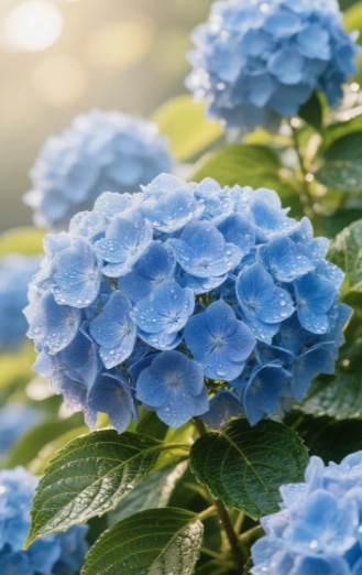 blue hydrangea flowers